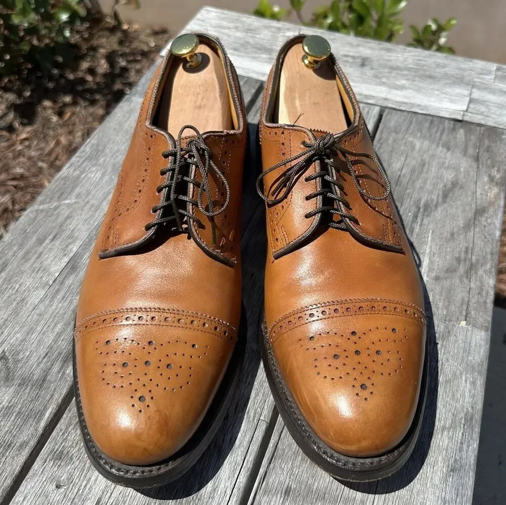 Allen Edmonds Lexington Oxford Brogue Cap-Toe Men Shoes Walnut Brown 12.5 B
